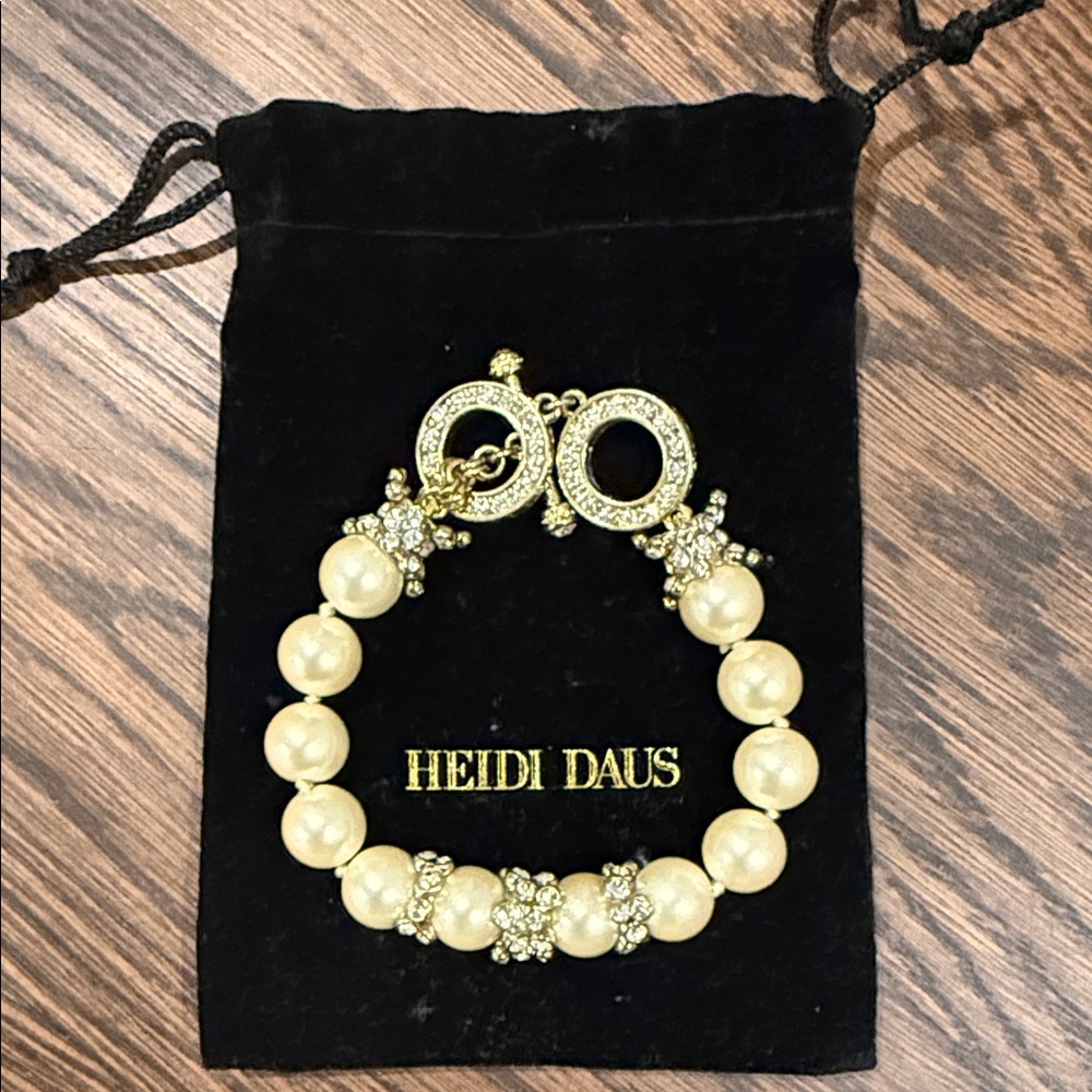 Heidi Daus Gold and Cream Pearl Bracelet